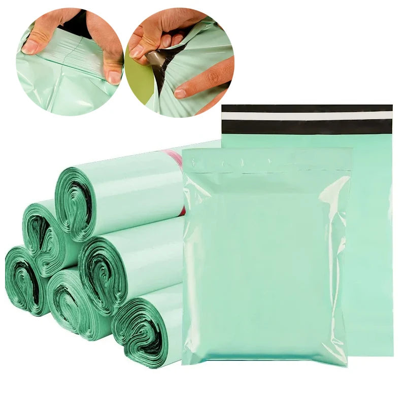50pcs Thick Green PE Poly Mailers For Mailing And Storage