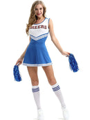 Cheerleading Dance Costume For Women Sleeveless Crop Top Pleated Skirt