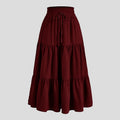 Boho Floral Maxi Skirt Elastic Waist Pleated Flowy Long Skirt