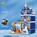 HUIQIBAO Micro Building Blocks City Corner Coffee Shop Architecture Set