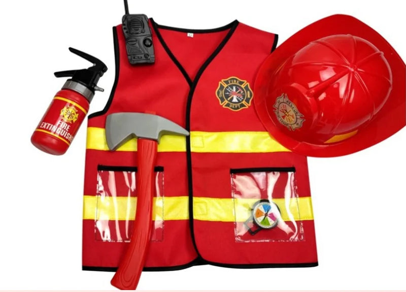 Construction Worker Costume For Kids Role Play Hat Kit Dress Up Set