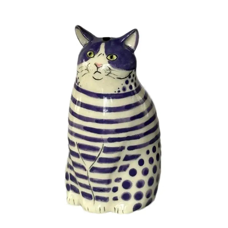 Polka Dot Cat Flower Vase Resin Tiny Animal Home Shelf Decor