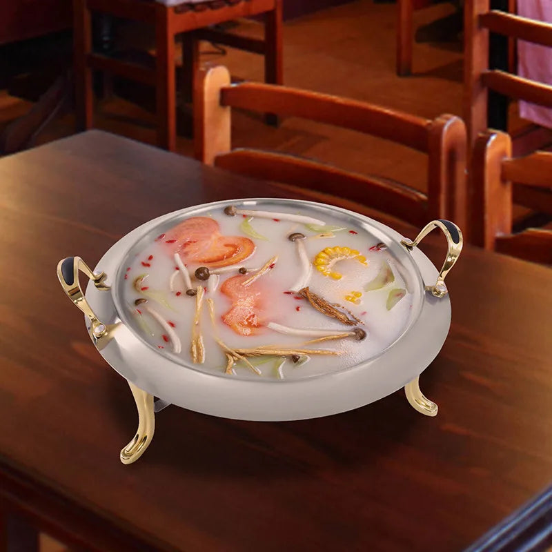 Stainless Steel Chafing Dish Round Buffet Warmer With Lid And Fuel Holder