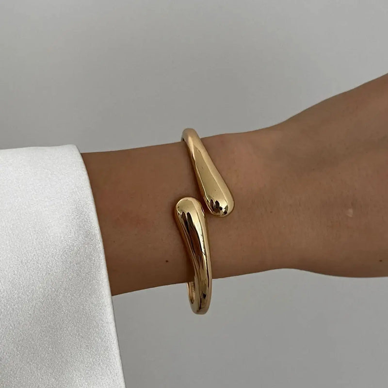 DIEZI Vintage Metal Cuff Bangles Set Gold Silver Geometric Styles