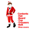 Santa Claus Costume For Kids Ages 4-13 With Hat Beard Belt Shoe Covers