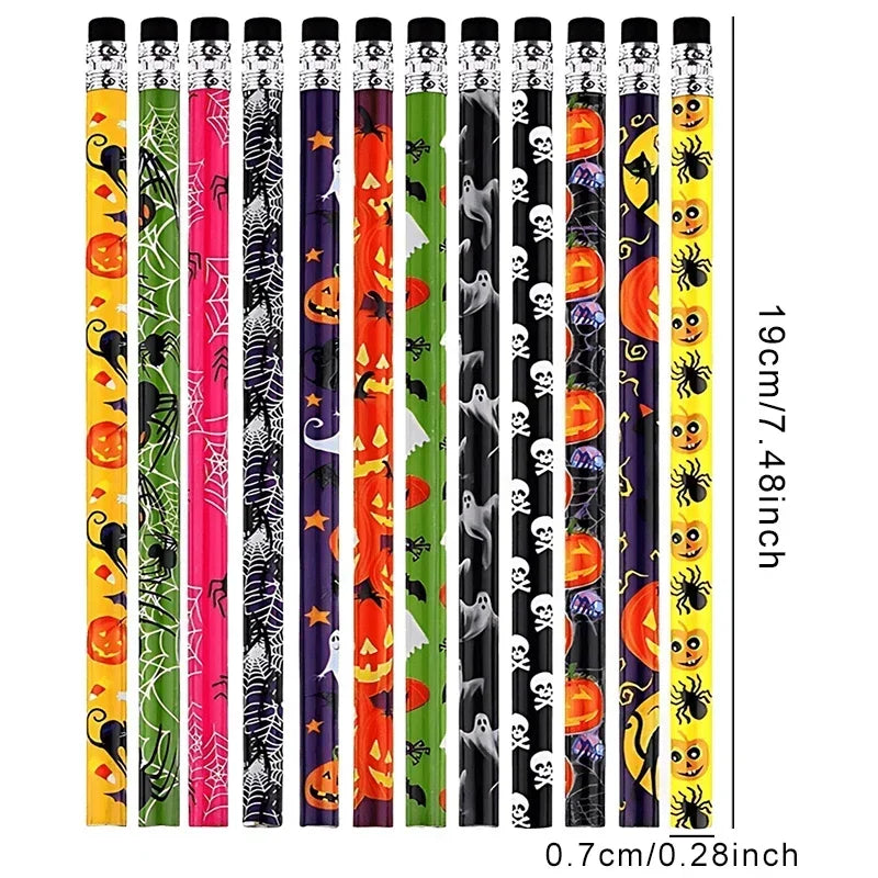 12 To 36pcs Halloween Pencils With Cartoon Eraser For Students