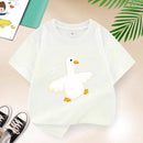 Baby Graphic Print T-shirt For Girls Purple Yellow Cotton Summer Tee