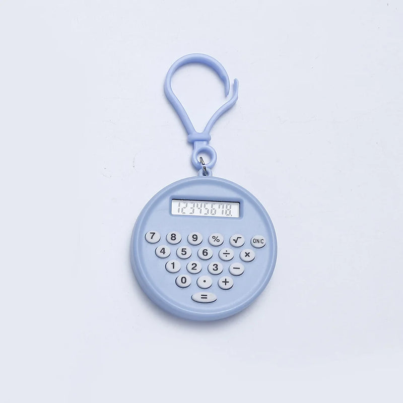 Mini Calculator Pendant Small Round Silent Button Portable Keychain