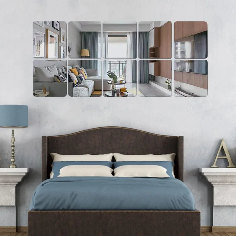 4pcs Acrylic Mirror Wall Stickers Self Adhesive DIY Home Decor