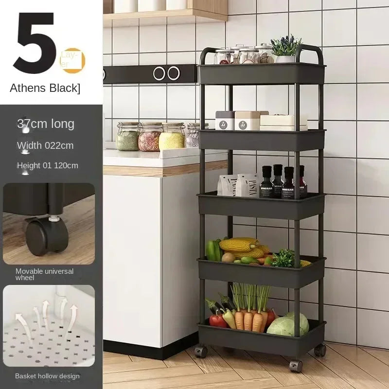 Multi-Layer Storage Rack Mobile Trolley For Kitchen Bedroom Bathroom Snacks