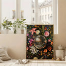 Disco Ball Canvas Painting Vintage Flower Poster For Home Decor