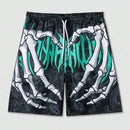 Men Swim Trunks Elastic Waist Summer Beach Shorts Hand Print