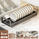 Pull Out Cabinet Shelf Stainless Steel Plate And Bowl Rack Organizer