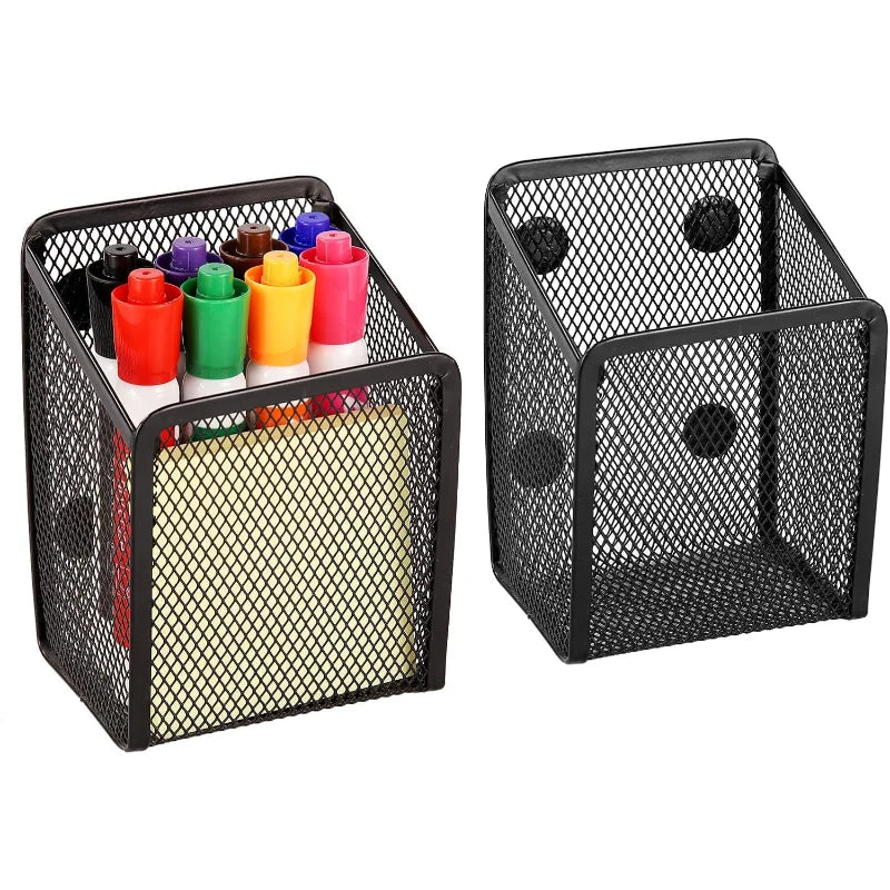 Magnetic Pencil Holder Mesh Desk Organizer Container For Office Home