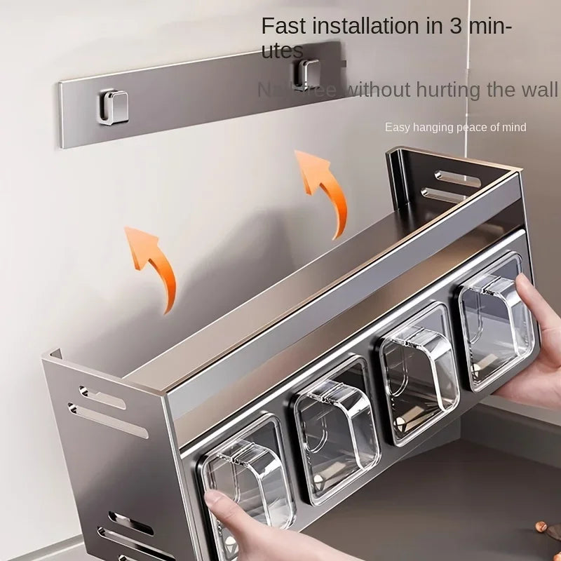 Stainless Steel Spice Rack Wall Mounted Kitchen Storage Organizer