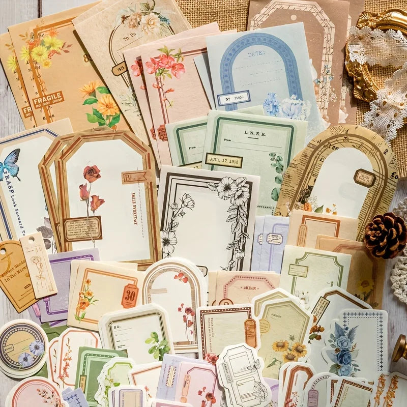 Vintage Scrapbooking Paper Kit 100pcs Light Scrapbook Craft Materials