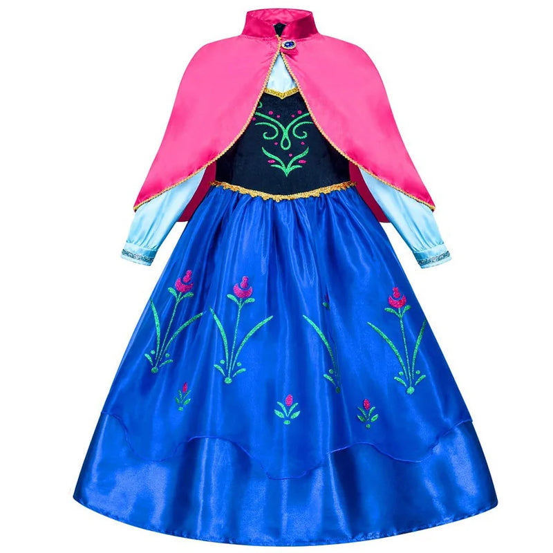 Elsa Anna Princess Dress Girls Mesh Sequin Snow Queen Costume Gown