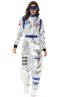 Adult Silver Astronaut Costume Space Jumpsuit For Men And Women