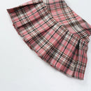 Girls Plaid Skirt Summer A-line High Waist College Style Short Skirt