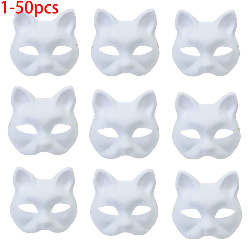 DIY Cat Face Mask Set Paintable Blank Masks For Party Cosplay