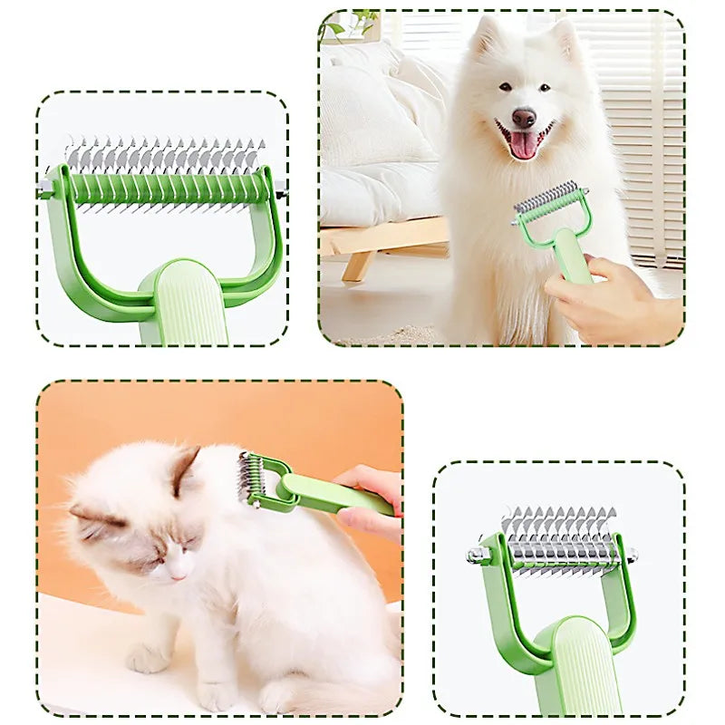 Dog Grooming Brush Double-Sided Pet Hair Remover Comb For Dogs Cats