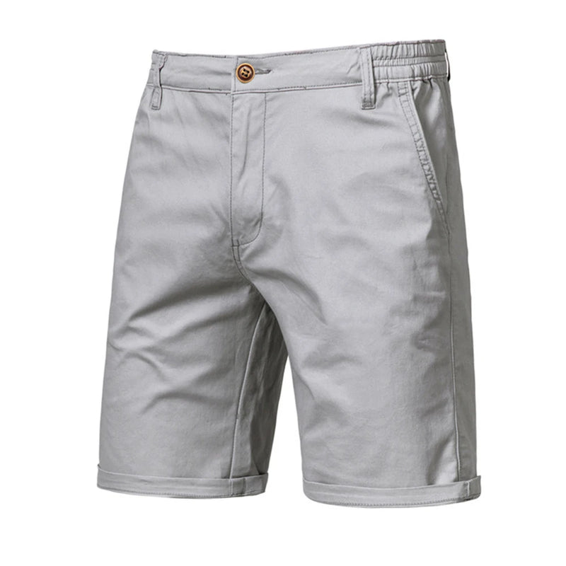 Men's Cotton Shorts Solid Color Elastic Waist Casual Business Pants