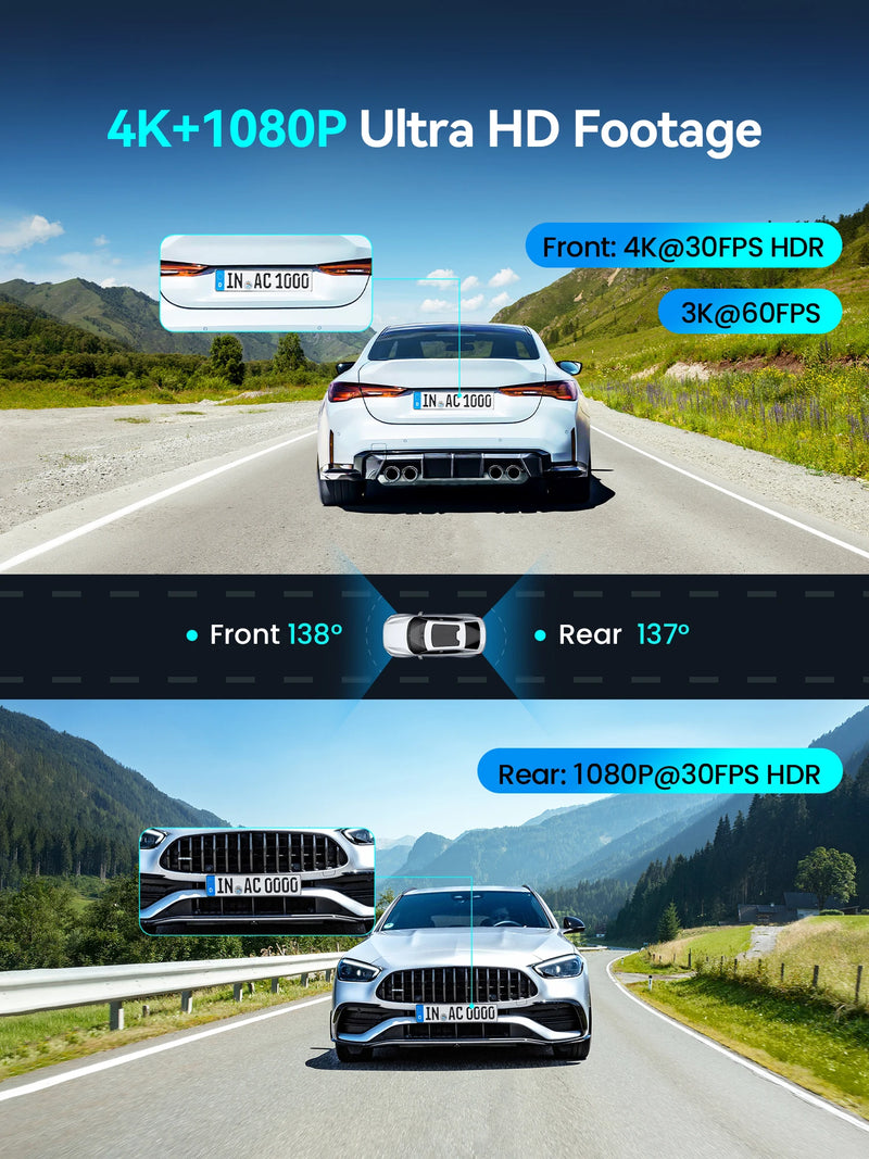 DDPAI 4K Dash Cam Z60 Pro Front Rear Car Camera GPS Wi-Fi ADAS