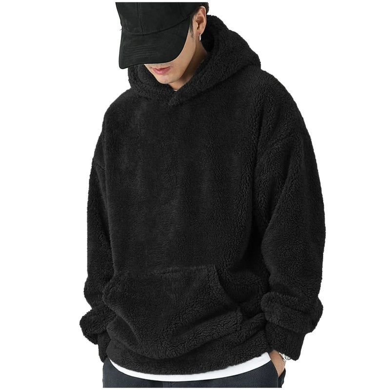 Men's Long Sleeve Crewneck Sweatshirt Thick Warm Coral Fleece