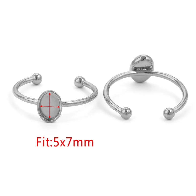10pcs Adjustable Stainless Steel Ring Settings Blank Base For Jewelry