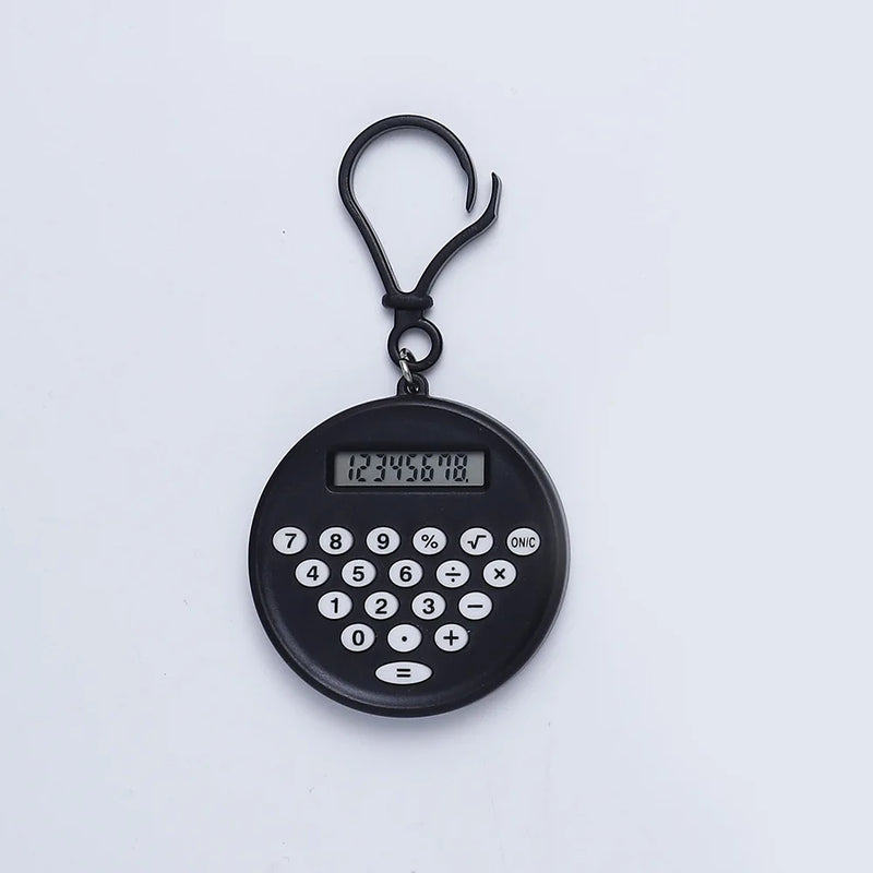 Mini Calculator Pendant Small Round Silent Button Portable Keychain