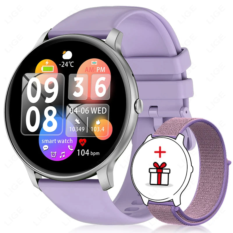 LIGE Smartwatch Bluetooth Call Fitness Heart Rate Monitor For Android IOS