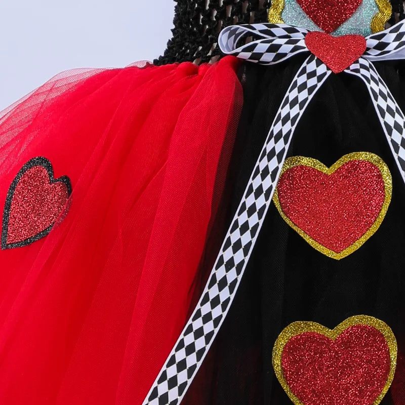 Girls Queen Of Hearts Costume Classic Red Tutu Dress With Crown