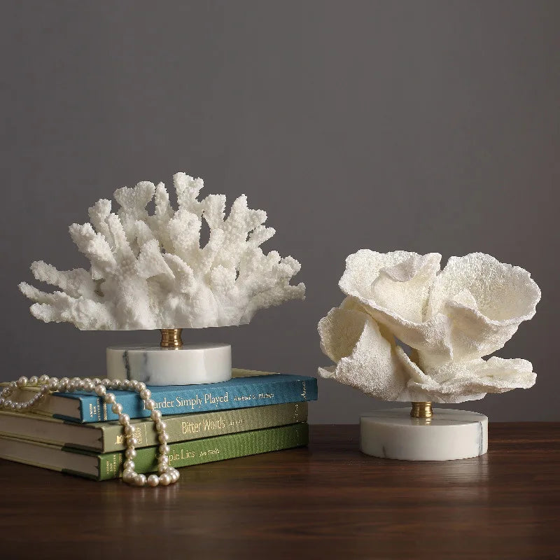 Imitation Coral Ornaments Resin Crystal Metal Tree Ocean Decor Figurines