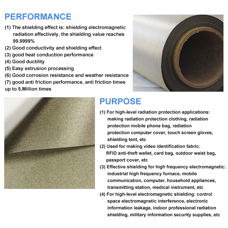 RF Shielding Fabric Conductive Cloth Soft Multi-Purpose Material For DIY