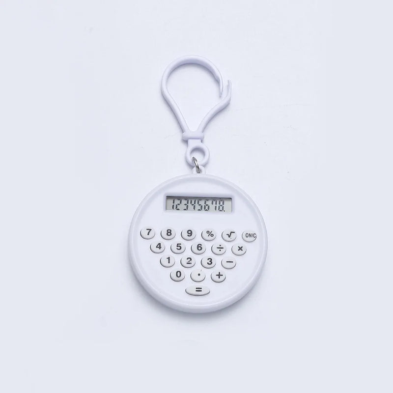 Mini Calculator Pendant Small Round Silent Button Portable Keychain