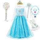 Elsa Anna Princess Dress Girls Mesh Sequin Snow Queen Costume Gown