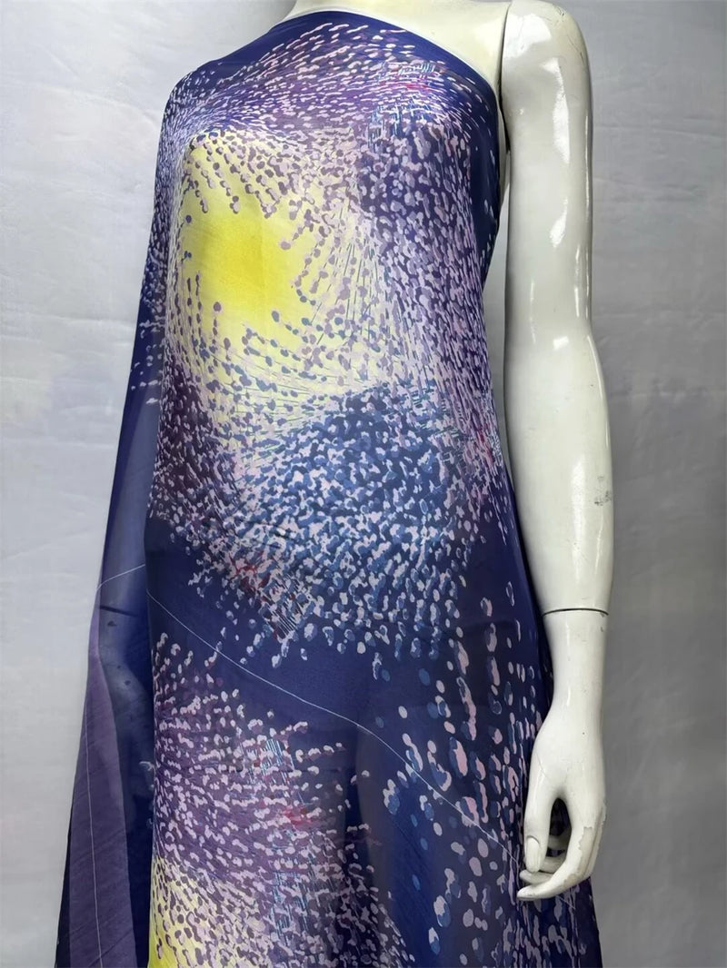 Silk Chiffon Fabric Soft Printed Tulle Lace For Sewing Dresses 3.5 Meters