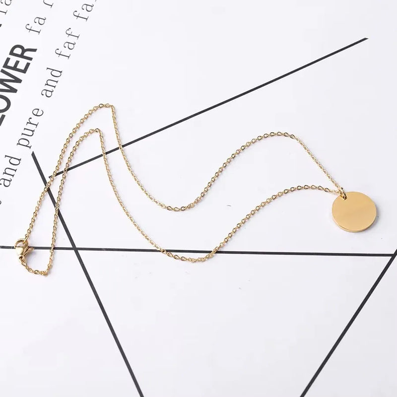 Stainless Steel Pendant Necklace Mirror Polished Disc Pendant 45-60cm 10 Pcs