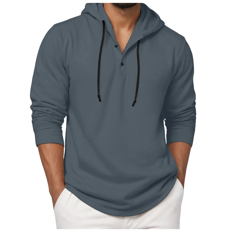Men's Cotton Hoodie Long Sleeve Casual Oversized Loose Fit Shirt