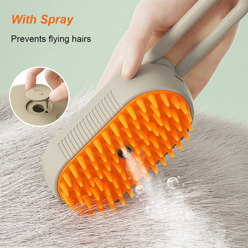 Cat Dog Grooming Comb Electric Steam Brush USB Rechargeable Massage