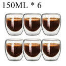 Double Wall Borosilicate Glass Mug Set Heat Resistant Tea Coffee Cups