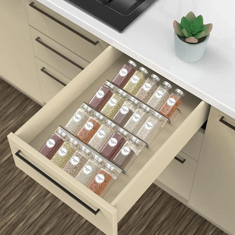 4 Layers Adjustable Acrylic Spice Drawer Organizer Rack Tray Expandable