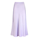Women's High Waist Satin Skirt A-Line Glossy Solid Color