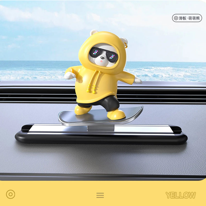 Car Dashboard Decoration Skateboard Bear Magnetic Number Plate