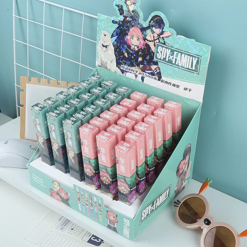 36pcs Anime Spy×Family Gel Pen 0.5mm Black Ink Cartoon Set