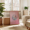 Silver Disco Ball Canvas Painting Pink Minimalist Wall Art Decor