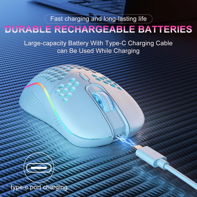 2.4G Wireless Gaming Mouse RGB Lighting Adjustable DPI Ergonomic Design