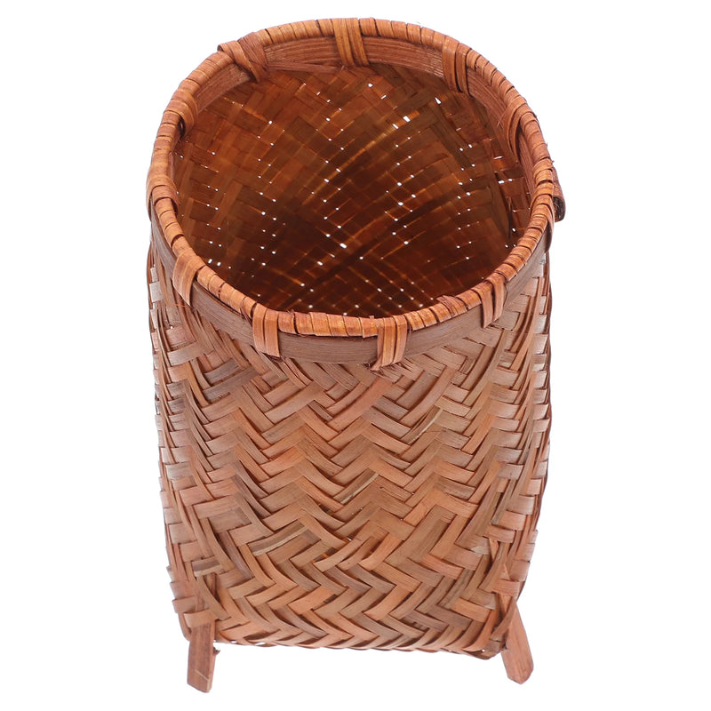 Wooden Pen Holder Bamboo Desk Organizer Brown Desktop Container