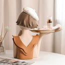 Modern Balloon Girl Sculpture Resin Figurine Gold Tray Living Room Decor