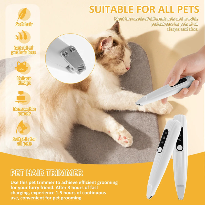 Dog Paw Trimmer With LED Light Waterproof Cordless Pet Grooming Tool